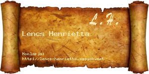 Lencs Henrietta névjegykártya
